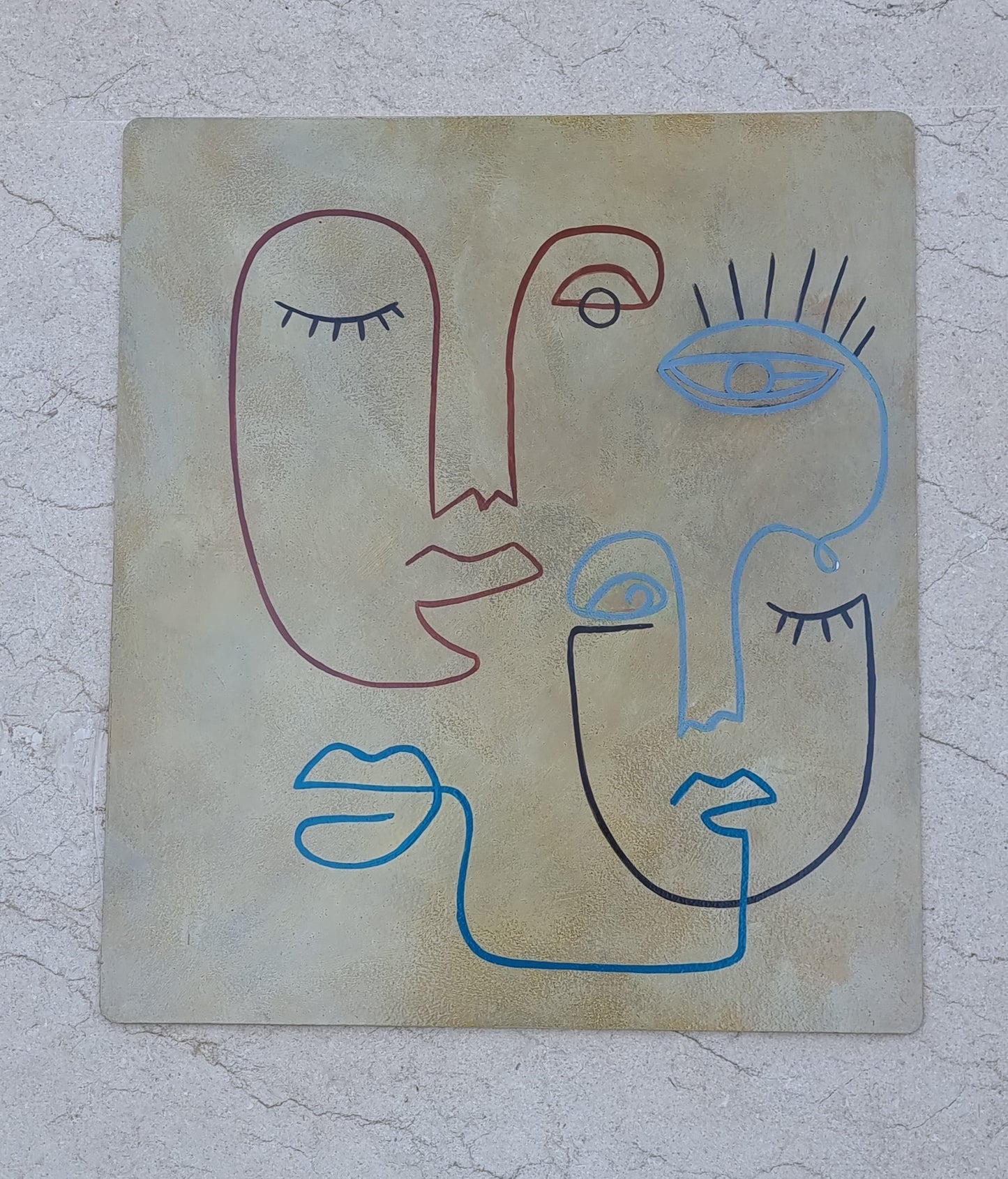 Connected Thoughts – Hand-Painted Line Art Faces