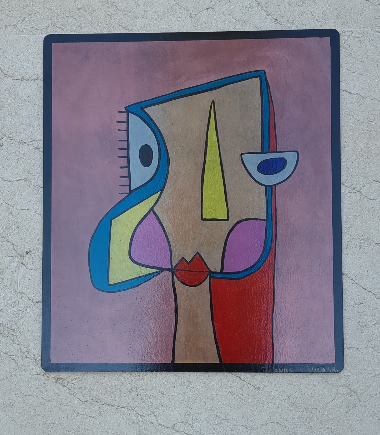 Bold Gaze – Hand-Painted Abstract Portrait