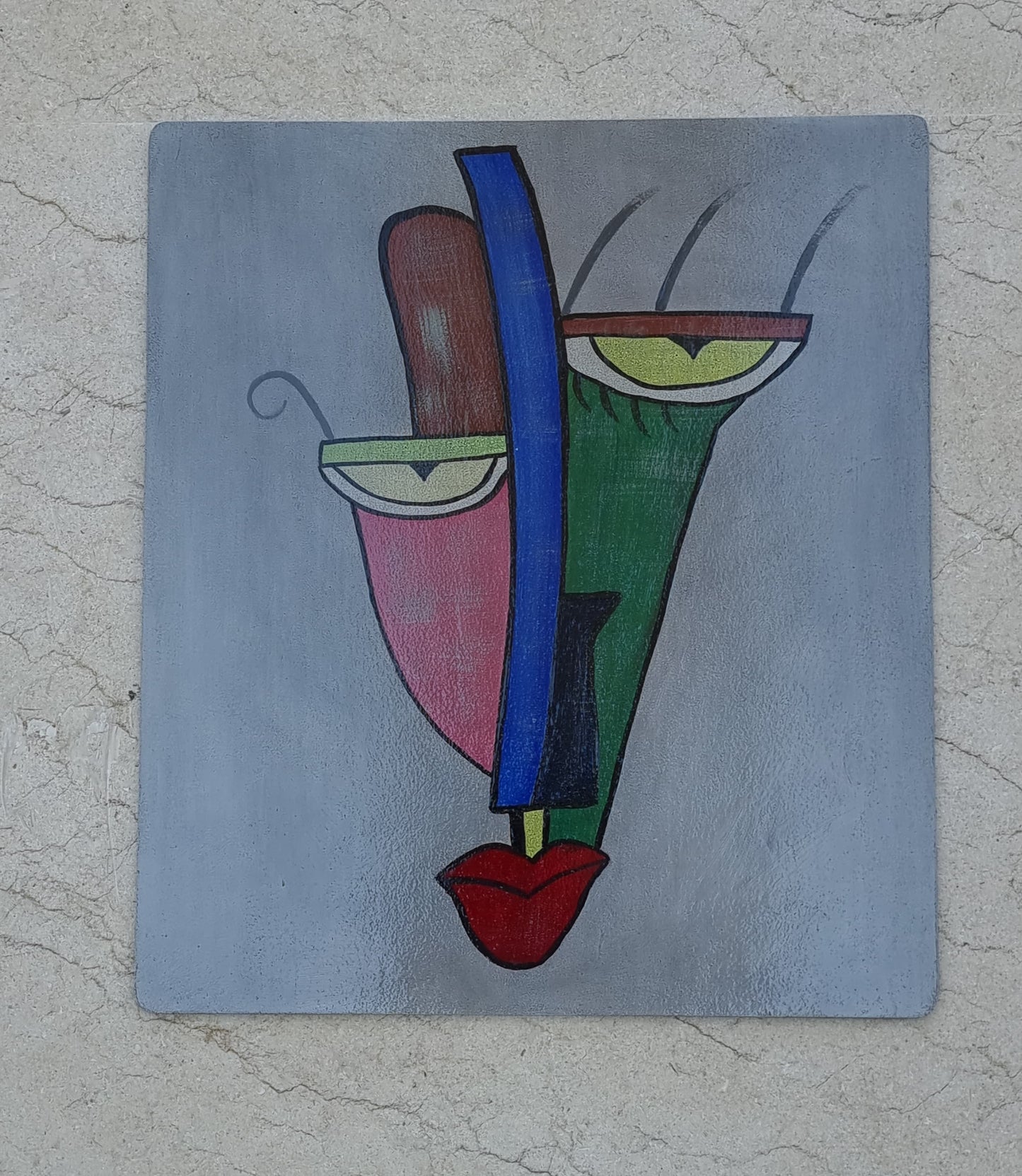 Hand-Painted Abstract Puzzle Face