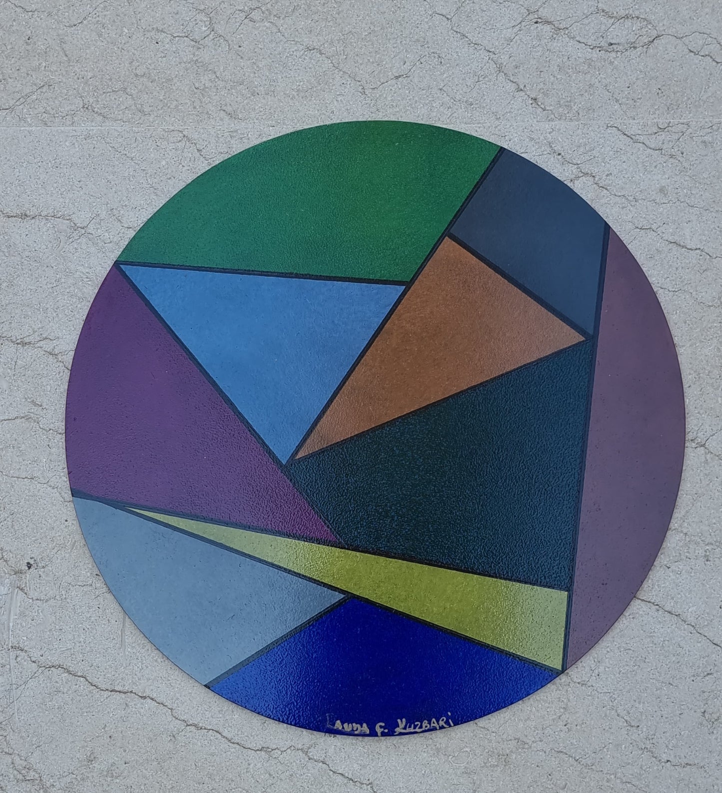 Chromatic Geometry – Hand-Painted Round Placemat