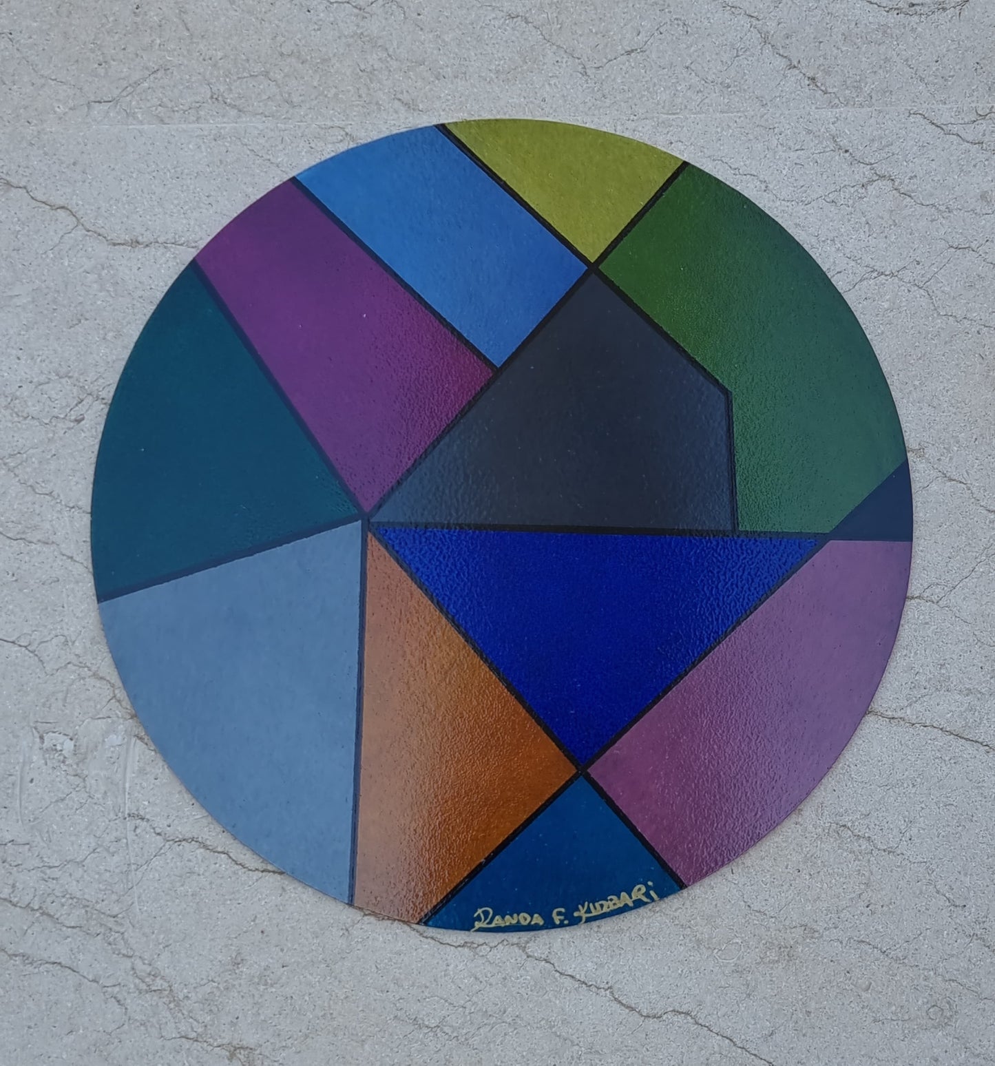 Retro Geometry – Hand-Painted Round Placemat