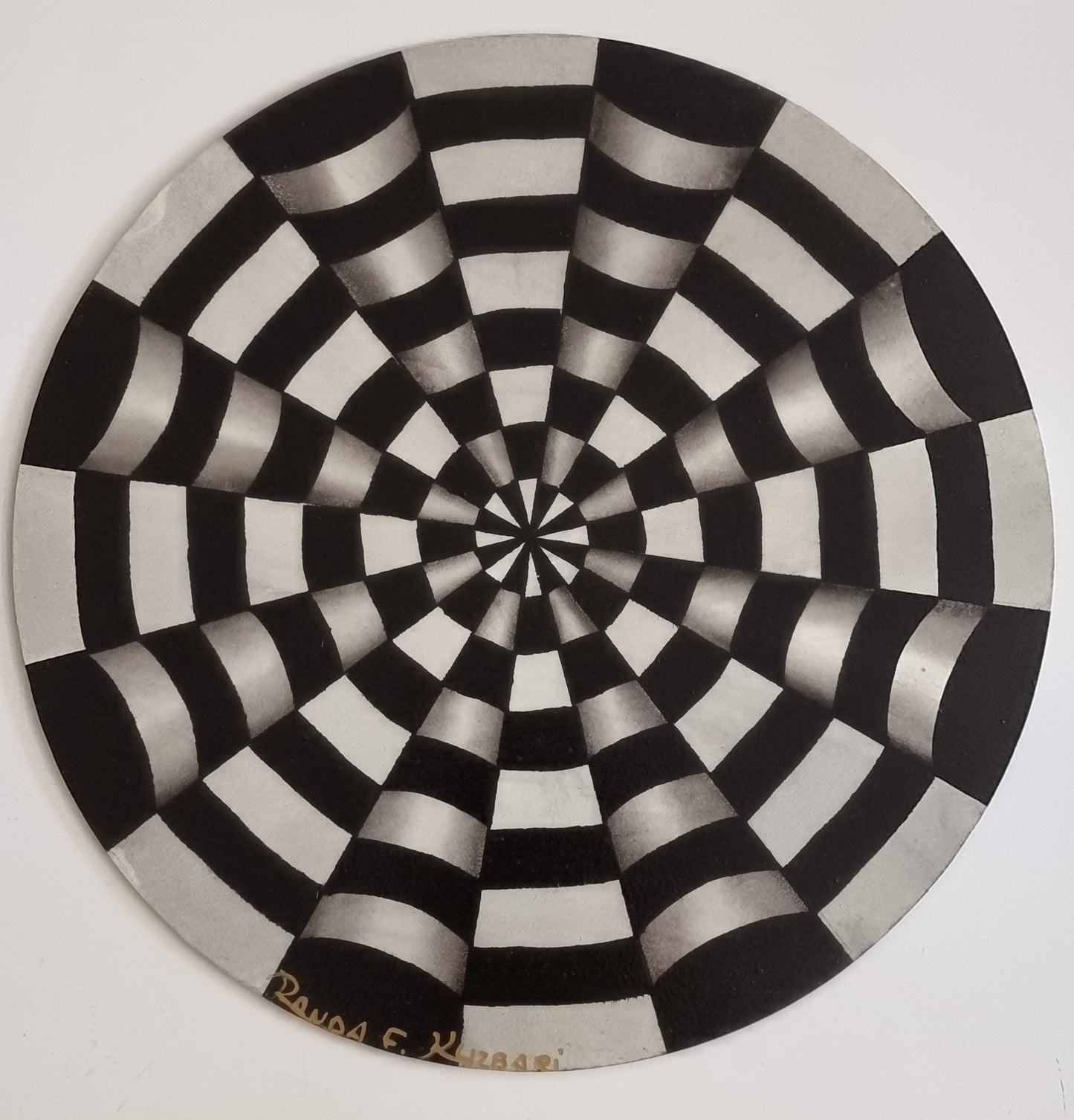 Optical Whirl – Hand-Painted Round Placemat