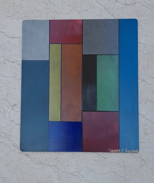Muted Harmony – Hand-Painted Geometric Grid