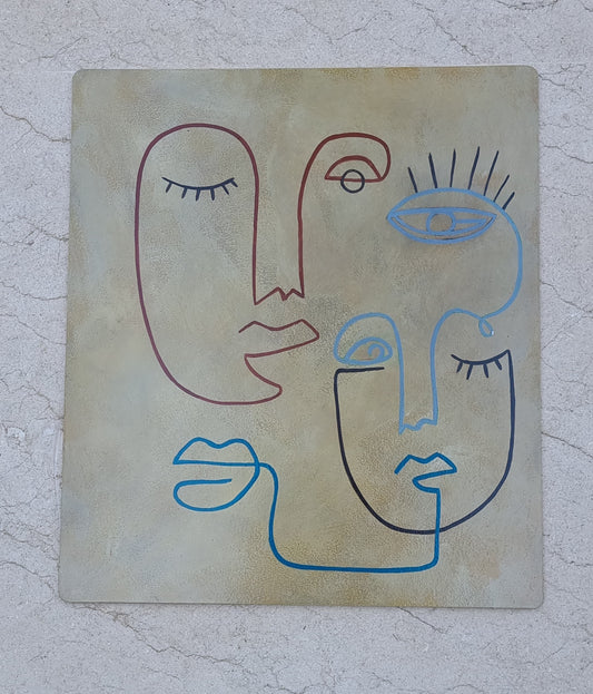 Connected Thoughts – Hand-Painted Line Art Faces