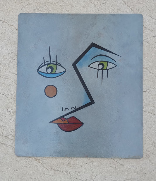 Sideways Stare – Hand-Painted Minimalist Face