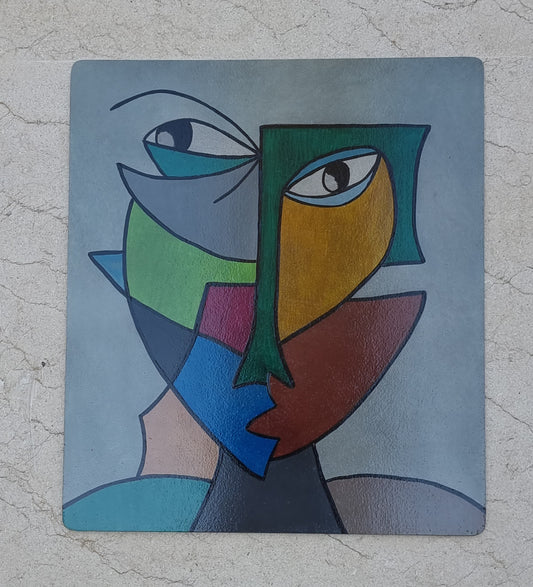 Fragmented Glance – Hand-Painted Abstract Face