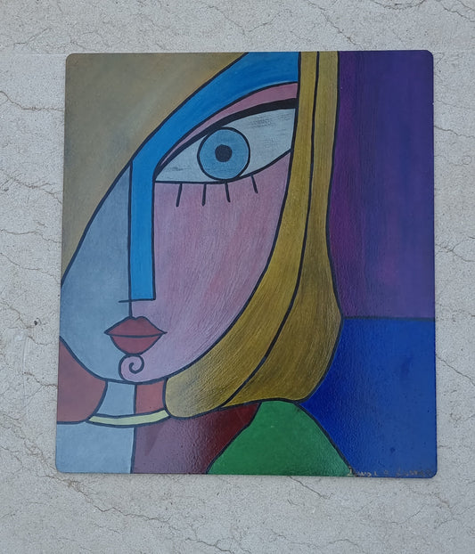 Golden Glimpse – Hand-Painted Abstract Portrait