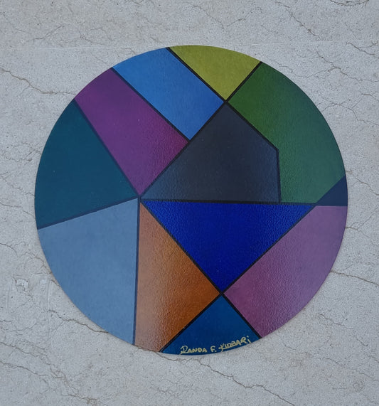 Retro Geometry – Hand-Painted Round Placemat