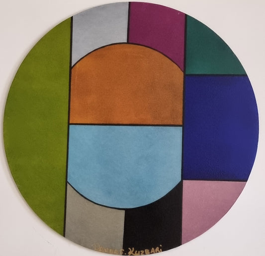 Color Block Symphony – Hand-Painted Round Placemat