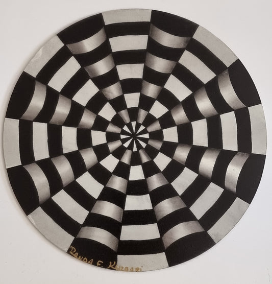 Optical Whirl – Hand-Painted Round Placemat
